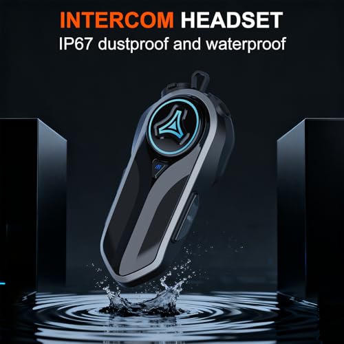 Group Intercom Headset for Motorcycle Helmets 10+N Riders Communication System, 1.8 Mile Range, 2.4G/BT 5.4, Private Chat, Perfect for ATV, UTV, Snowmobile Adventures,1 Pack
