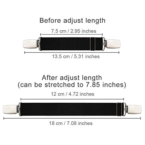 Boncas Improved Adjustable Elastic Boot Clips Boot Straps Pant Clips Stirrups Leg Straps Keeping Your Pants Tucked - color: Flat 3" -4.7"