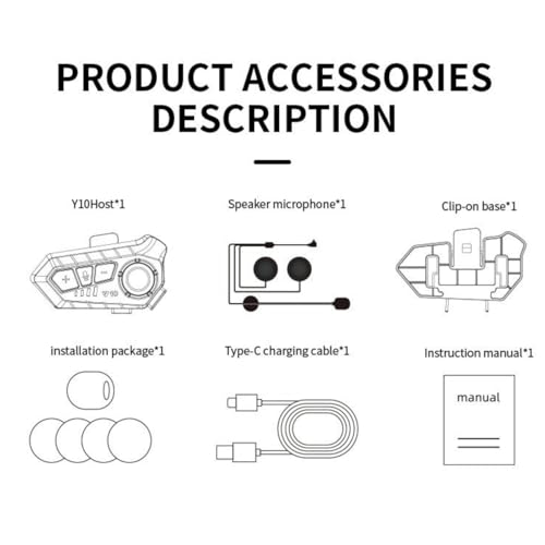Motorcycle Helmet Bluetooth Headset Speakers with HiFi Sound,Noise Cancellation,1000mAh Battery,25 Hours Use,Boom Mircrophone,Easy to Install Use with Golves,IPX6 Waterproof,Voice Assistant