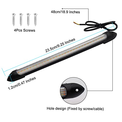 Exterior Car LED Lights, 2Pcs Flexible Daytime Running Light Strip Waterproof Auto Headlight Sequential White Turn Signal Yellow Led Light, 9.25 Inches - size: 9.25 inches