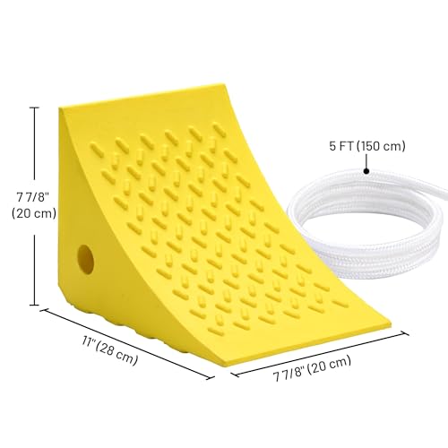 Yescom PU Wheel Chocks for Wheel Under 35" with 5ft Rope, 66,000 lbs Heavy Duty Capacity, Lightweight Car Chocks for Off-Road Car, Full-Size Pickup, Heavy-Duty Trucks - size: for Wheel under 35", 2Pack