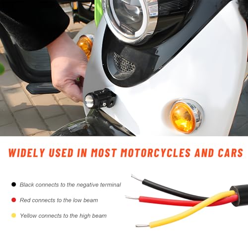 2 PCS Motorcycle LED Driving Fog Lights, 15W LED Pods Projector Lights High Low Beam Auxiliary Spotlight, 12-80V 2000 Lumens Headlights Fog Lamps for Motorcycles ATVs UTVs