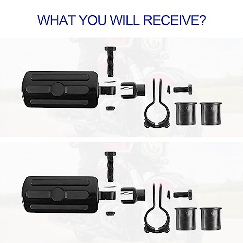 Motorcycle Highway Pegs, Crash Bar Foot Pegs for Harley Touring Electra Street Glide Road King Sportster, Kawasaki, 1"(25mm), 1 1/4"(32mm), 1 1/3"(34mm) Engine Guard Footrest, 1 Pair - color: Slotted Style - All Black