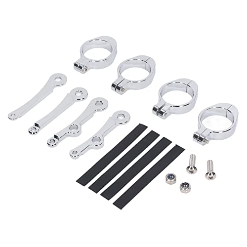 Motorcycle Headlight Mount Bracket Universal | CNC Aluminium Clamp for 39-41mm Fork Tubes, Sturdy Turn Signal Holder, Modified Replacement Part, Silver