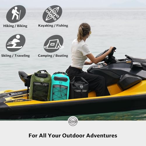 STOVER 5/10/25/30/40/55L Waterproof Dry Bag- Roll-Top Backpack w/Phone Case- Kayaking, Hiking, Camping, Boating- Men/Women - color: 30l Teal (With Phone Case), size: 30L