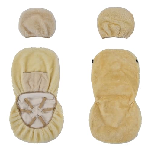1PC Front Bucket Genuine Sheepskin Car Seat Cover Lambskin Winter Car seat Cushion Lambs Wool Sheep Skin Fuzzy Seat Cover Shearling Car Accessories for SUVs, Saloons and Trucks (Beige) - color: Beige