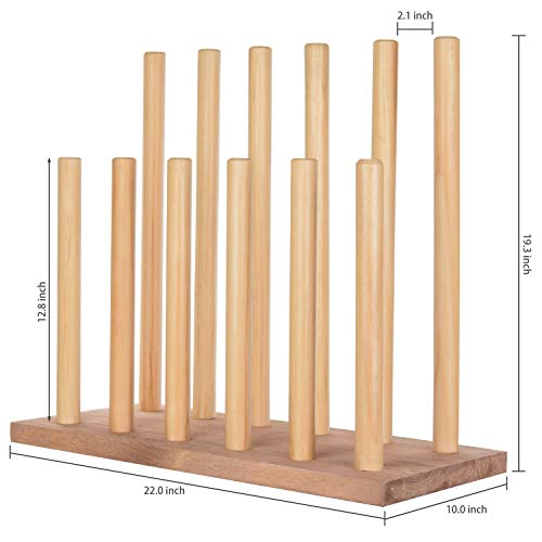 MyGift Natural Brown Wood Entryway Boot Rack Organizer Tall Boots Inverter Holder - Holds up to 6 Pairs - color: Natural Brown