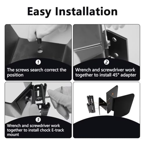 4PCS E-Track Wheel Chock for E-Track System, E-Track Motorcycle Wheel Chock for Dirt Bikes Supports Tires up to 6 inch Wide, E-Track Accessories for Motorcycle, Enclosed Trailer, Garages Trailers