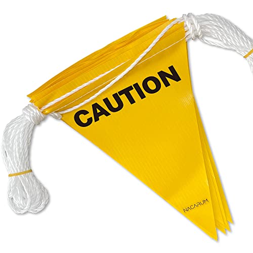 OSHA 500LB Rated Flags Caution String Pennants Warn of Rooftop, Hazardous Areas, Traffic Control. Marking Construction Sites.(37FT String) - size: 7"x10"x37Ft, style: Yellow Caution