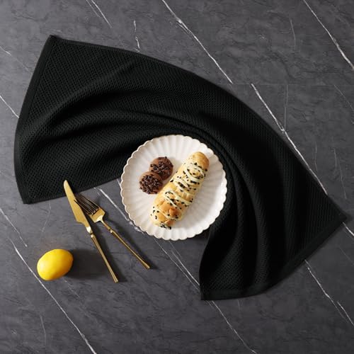 Homaxy 100% Cotton Kitchen Towels and Dishcloths Set, 12 x 12 Inches and 13 x 28 Inches, Set of 12 Bulk Kitchen Towels Set, Ultra Soft Absorbent Dish Cloths for Washing Dishes, Black - color: Black, style: 12-Piece Set