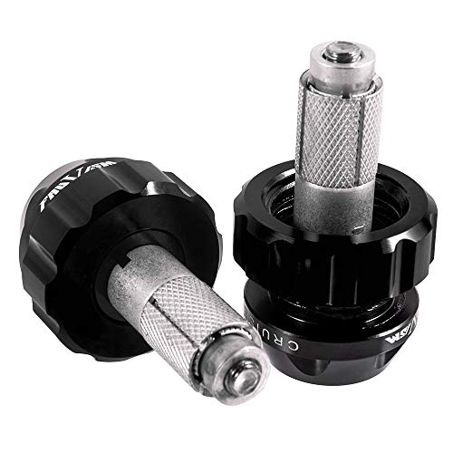 Throttle Lock Cruise Control Grip Ends Handlebar Plugs Sliders for 22mm Motorcycle Handlebar with 14mm/18mm Inner Diameter or with M6 Screw Holes (Black) - color: Black