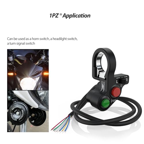 1PZ MS1-S01 7/8" Multi-Function Horn Turn Signal On/Off Light Switch + Flasher Relay + Horn Replacement for Honda Yamaha Suzuki Kawasaki Arctic Cat Motorcycle ATV Offroad