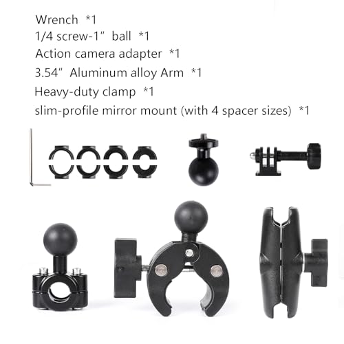 xik Action Camera Mount - 2-in-1 Super Clamp for Bike & Motorcycle Handlebars, ATV, Compatible with 1/4" Thread Action Cams (Fits Insta360 X5 X4 X3 RS, GoPro Hero 12-5, Max & More)