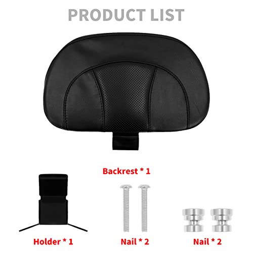 Motorcycle Front Driver Rider Backrest Pad Fits for Harley Touring CVO Street Glide Road King Special Classic Electra Glide 2009-2022 (Black Thread) - color: Black Thread