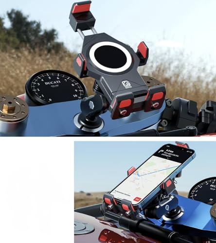 Motorcycle Fork Stem Adapter, 1" TPU Ball Mount Base, Compatible with RAM Mounts B-Series, Fits 12-25.4mm Fork Tubes