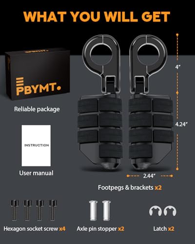PBYMT Highway Pegs, P-Clamp A3 Steel Highway Footpegs Footrest Fit For 1.25''(32mm) Crash Bars Compatible with Harley Davidson Touring Black - color: Black