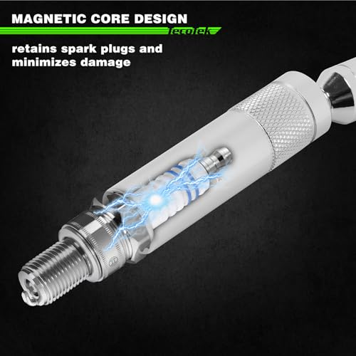 TecoTek 7 Piece 3/8-Inch Drive Magnetic Swivel Spark Plug Socket Set, Includes 9/16-Inch, 13/16-Inch, 5/8-Inch, 14mm Socket, 6-Point &12-Point, CR-V, Enhanced Magnetic Design with Thin Wall Socket