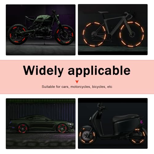 20 PCS Car Wheel Reflective Sticker, Waterproof Night Safety Warning Decal, Anti-Scratch Wheel Rim Eyebrow Stripe, Universal for Car SUV Motorcycle (Red) - color: Red