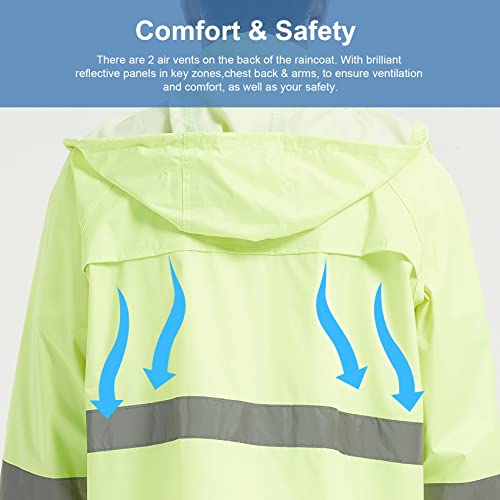 Rain Suits for Men Women Waterproof, Breathable Rain Coats with Eye-Catching Reflective Strip, Durable Rain Gear - color: Yellow, size: X-Large