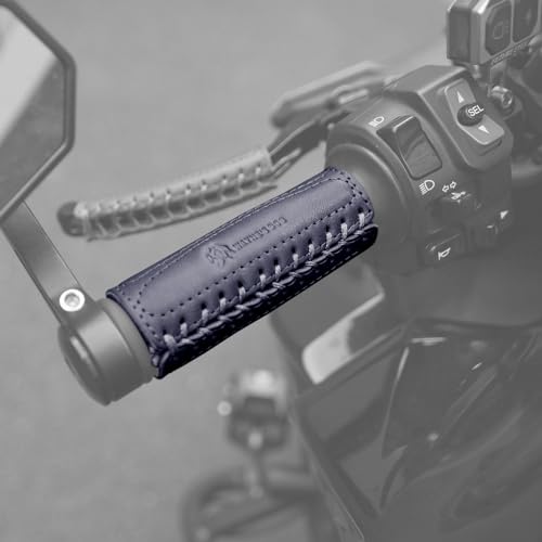 Leather Motorcycle Handlebar Grip Covers, No Fringe Brake Clutch Covers for HD Motorcycles - color: Black: Handlebar Cover