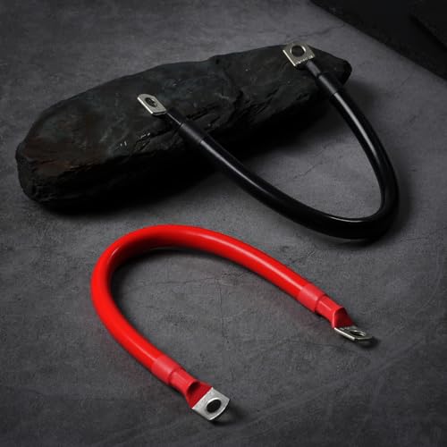 5 AWG Battery Cable 2 Pcs, 20 Inch Battery Cables with M8 Ring Terminals, Marine Batterys Cable Pure Copper, Batterys Ground Cables for Motorcycle, Car, Truck, Rv, Boat - size: M8/20INCH/5AWG