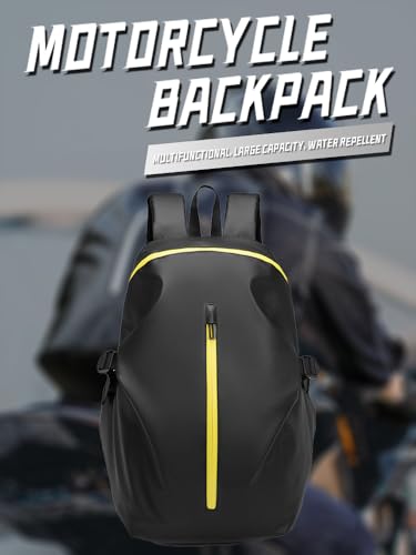 Motorcycle Backpack,Reflective Motorcycle Helmet Bag Backpack for Men Women, Large Capacity Waterproof Travel Backpack Shoulder Bag (Yellow) - color: Yellow