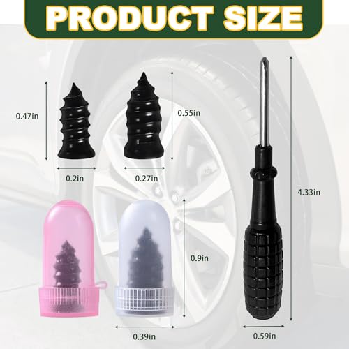 60 PCS Tire Repair Rubber Nail, Vacuum Tire Repair Kits Spiral Rubber Screws,Fast Self-Service Tool for Car,Truck, Motorcycle,Tractor Tire Puncture Repair.