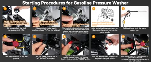 Gas Powered Pressure Washer 4200 PSI Gas Power Washer 4.0 GPM 212CC Commercial High Pressure Washer, with Spray Gun and Extension Wand, 5 Quick Connect Nozzles, Copper Pump (Dark Black)