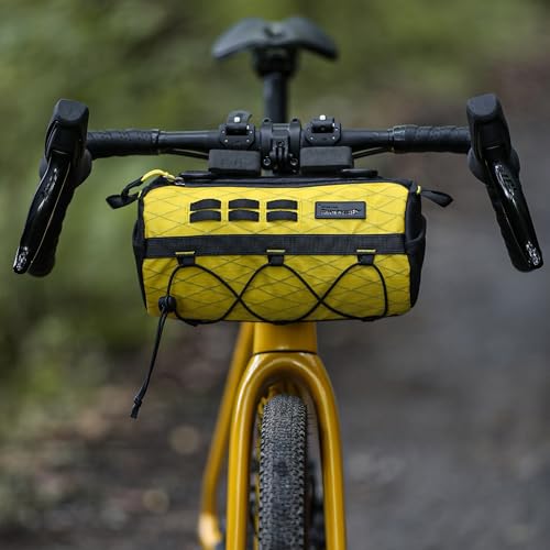 Rhinowalk Bike Handlebar Bag 2.8L Waterproof Front Tube Bag for Road, Gravel, and Mountain Bikes, Cylindrical EVA Frame Pack with Shoulder Strap (Yellow) - color: Yellow