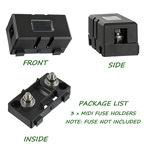 Midi Fuse Holder for Screw-On or Strip Car Fuse (3 Pieces) - color: Fuse Holder 3 Pcs