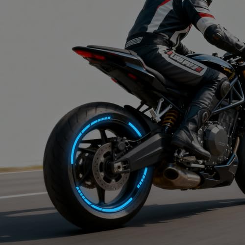 12PCS Reflective Car Wheel Stickers, Night Safety Warning Bicycle Stickers, Anti-Scratch Reflective Rim Decals for Car Motorcycle Cycling Bike (Blue) - color: Blue