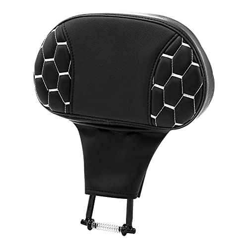 C.C. RIDER Motorcycle Backrest Plug-in Driver Rider Backrest Sissy Bar for Harley Davidson Touring CVO Street Glide Road Glide Electra Glide Road King 2009-2023 - color: Rider Backrest-White Stitching