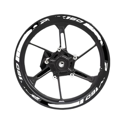Wheel Stickers for PCX 160 Pcx160 2022 14'' Inches Motorcycle Wheel Hub Sticker Decal Reflective Rim Stripe Tape Accessories Waterproof Decals(Set-Black) - color: Set-black