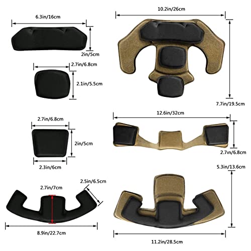Tactical Helmet Pads - Universal Replacement Internal Memory Foam Pad Inserts for ACH, MICH, EXF Helmets - color: Khaki