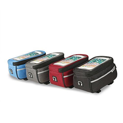 Bike Front Frame Bag,Bike Phone Mount Bag Touch Screen Phone Case Holder Cycling Top Tube Frame Bag Storage Handlebar Bag for Phone Below 6.8 Inch,Red