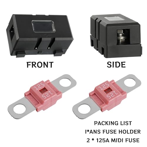 Midi Fuse Holder and 2 Pieces 125A Midi high Current Fuse Screw Fuse for Cars, Trucks, Vehicles(125 Amp) - color: 125A