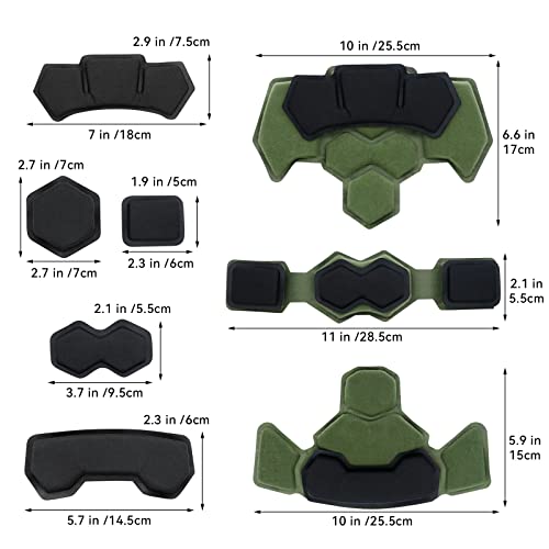Tactical Helmet Pads - Universal Replacement Internal Memory Foam Pad Inserts for ACH, MICH, EXF Helmets - color: 4th-Green