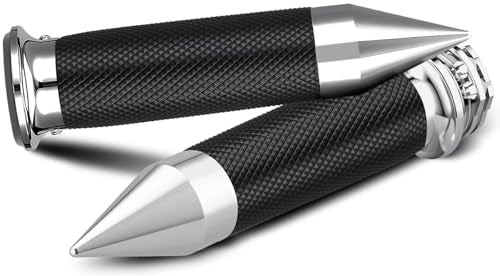 7/8" Motorcycle Hand Grips with Throttle Assist Non-Slip Hand Grip for Harley Yamaha Kawasiki Suzuki Cruisers Motorbikes Choppers Spiked Grips - color: black/Chrome