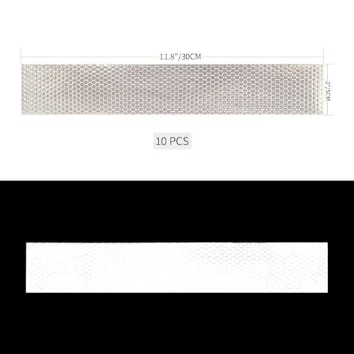 Flexible Reflective Tape 2" x 11.8" -10 Pcs Waterproof Safety Warning Tape Conspicuity Strong Adhesive Reflector for Bike, Motorcycle, Traffic Safety Cones, Safety Bollard
