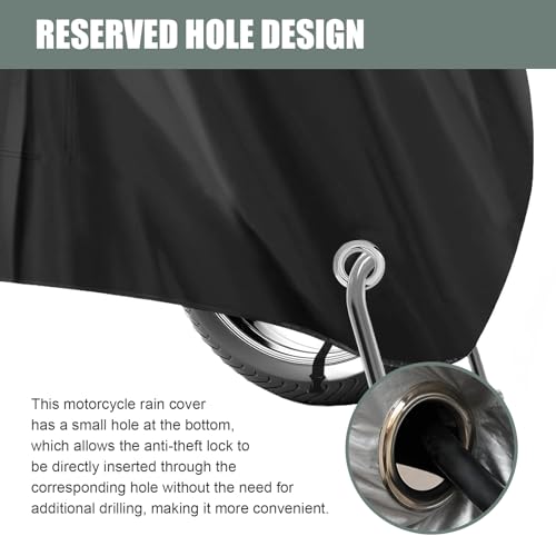 1 PC Motorcycle Cover, 190T Polyester Motorbike Cover, Waterproof Motorcycle Protector with Storage Bag, Universal for Most Motorbikes Vehicle (Black)