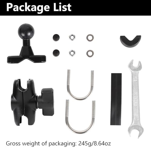 Motorcycle Handlebar Mount Combo: 1-Inch Ball U-Bolt Base & Short Double Socket Arm, Aluminum Alloy, Compatible with RAM Mounts B-Size Components , Fits 0.5"-1.3" Bars - style: U-Bolt Base w 2.36" Arm