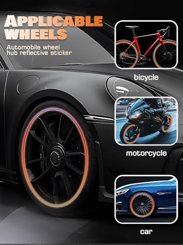 Maicican Rainbow Reflective Stripe Car Wheel Stickers, 20 Pcs - Night Safety Warning, Anti-Scratch, Universal - color: Rainbow