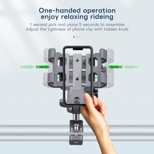 FANAUE Aluminum Anti-theft Bike Motorcycle Phone Mount with Vibration Dampener for bicycle/ATV/UTV/Scooter Handlebar, Compatible with RAM mounts B size phone holder Accessories for 5.5-7'' Smartphone.