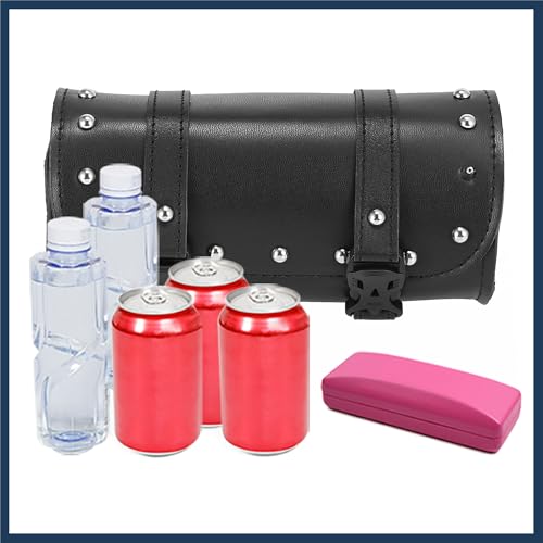 Universal Motorcycle Fork Handlebar Tool Bag Cycling Storage Pouch Bag Waterproof Faux Leather Black Stylish Design