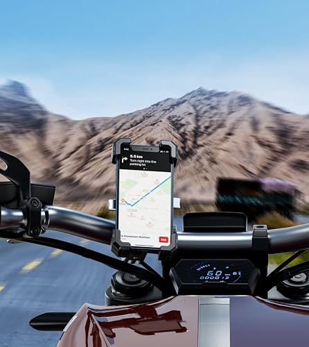 Kewig Motorcycle Phone Mount, Bike Phone Mount Upgrade Quick Install Handlebar Clamp, Bike Phone Holder for Scooter Clip Mount for 4.0-6.9" Phone