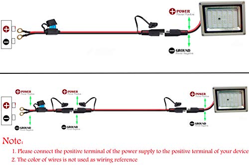 10AWG Ring Terminal Harness,3.28FT SAE Ring Terminal Cable with 15A Protection Fuse,2-Pin Quick Disconnect Extension Plug for Motorcycle Solar Panel,Power Supply. (100CM) - size: 10AWG Ring Terminal Harness--100CM