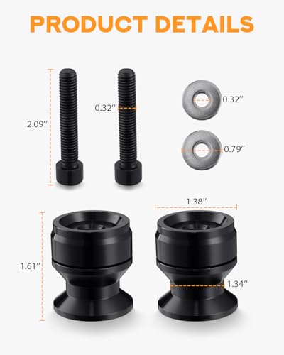 PBYMT 8MM Swingarm Spools Sliders Stand Universal M8 Black Compatible with CBR 600 F2 F3 F4 F4i CBR600RR CBR1000RR GSXR600 GSXR750 GSXR1000 GSXS750 SV650 ZX6R ZX10R Z650 Z900 Z1000 EX400 EX650 Daytona - size: 8MM