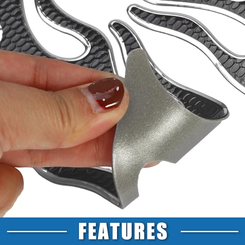 Universal 3D Motorcycle Gas Tank Decal 10.12''x4.80'' Gas Tank Protector Sticker Fuel Oil Gas Tank Pad Protector Sticker PVC Rubber Black Silver Tone - color: Silver Tone