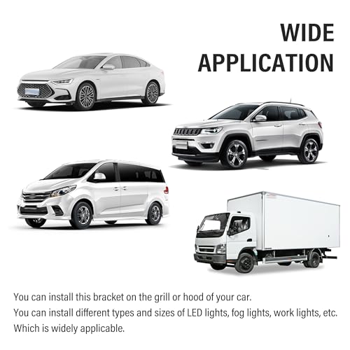 2PCS Car LED Light Bar Mounting Brackets with Hex Wrenches,Adjustable Car Accessories Hood Mount Light Brackets,Universal Car LED Grill Lights Bar Brackets for Car Truck SUV (Silver) - color: Silver