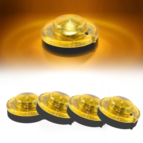 GT-Lite 4 Pack LED Emergency Beacon Yellow,Roadside Flare,Magnetic Base,2 Modes Flash and Steady,for Car Emergency Kit or Amish Buggy,RV,Boat,Crush Resistant,Water Resistant - size: 4 Pack